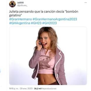 La confusión de Julieta Poggio en Gran Hermano con la canción "Bombón asesino" generó decenas de memes en Twitter
