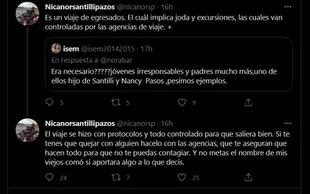 El hijo de Diego Santilli le respondió a una usuaria, en un tuit que luego borró