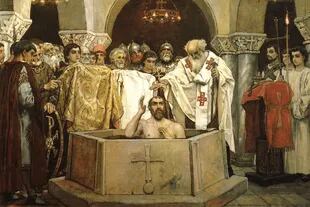 El bautismo de Vladimir en la Rus de Kiev. Cuadro de Viktor Vasnetsov (1848-1926)