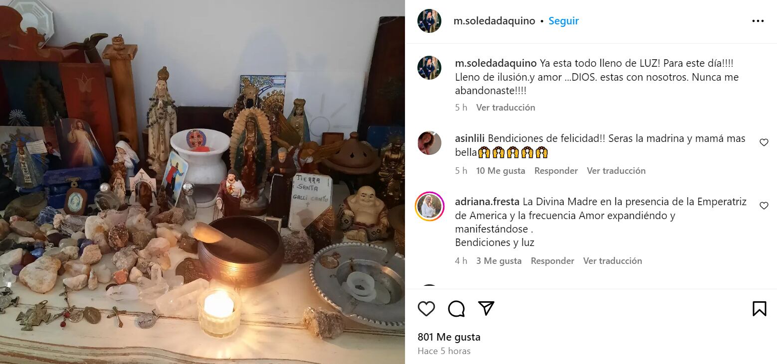 La imagen que compartió Soledad Aquino antes del casamiento de su hija (Foto: captura Instagram/@m.soledadaquino)