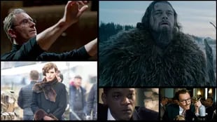 Los mejores actores dramáticos nominados son: Michael Fassbender, Leonardo DiCaprio, Eddie Redmayne, Will Smith y Bryan Cranston
