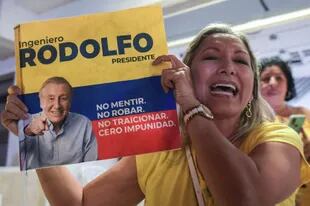 Una seguidora de Rodolfo Hernández, el pasado domingo, en Colombia