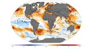 Una imagen global sobre anomalías térmicas de los océanos al 8 de diciembre de 2022