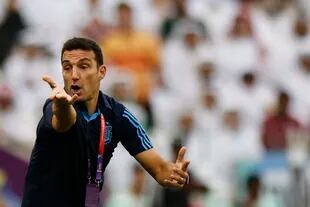 Lionel Scaloni durante el partido de Argentina contra Arabia Saudita