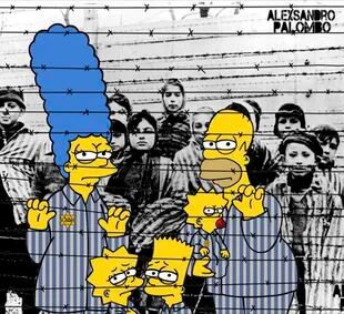 Alexsandro Palombo pintó a los Simpson para recordar el Holocausto; ya había acudido a la familia amarilla cuando pintó a Marge Simpson en el consulado de Irán de Milán: por esa obra fue amenazado de muerte