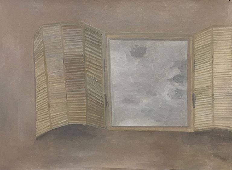"Sol nublado", óleo sobre tela de Inés Beninca, se exhibe en la galería Quimera