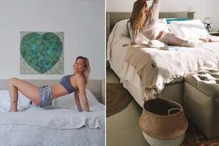 La modelo suele compartir fotos desde su dormitorio, y algunas rutinas de entrenamiento desde la cama