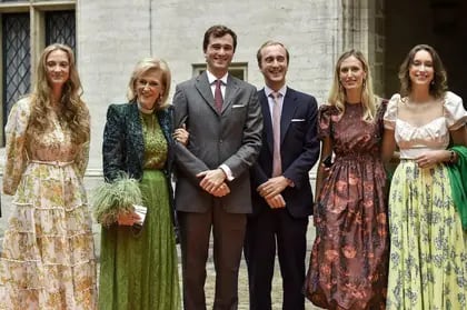 La princesa Leticia de Bélgica en la última aparición de la Familia Real belga completa, el 10 de septiembre de 2022, para la boda de su hermana, la princesa María Laura y William Isvy, en Bruselas.