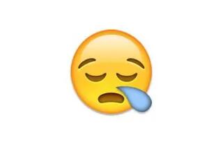 Aunque pareciera que está llorando, este emoji expresa cansancio. Foto: Emojipedia