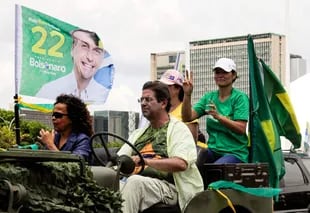 La First Lady Michelle Bolsonaro a una manifestazione elettorale a Brasilia
