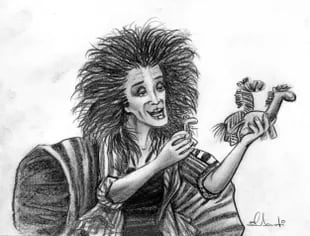 El personaje de Levenia, una actriz abatida por el uso de psicofármacos, según la mirada del ilustrador que estuvo presente en la función del penal