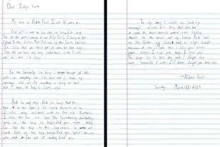 La carta que escribió Aiden Fucci con sus disculpas