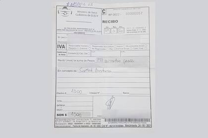 Uno de los recibos que se extienden en Jujuy