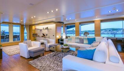 La distribución interior de Africa I tiene capacidad para 12 personas en 6 habitaciones, incluida una suite principal, 4 cabinas dobles y 2 cabinas dobles. También es capaz de transportar hasta 9 tripulantes a bordo para garantizar una experiencia de yate de lujo relajada.