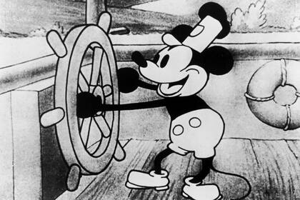 Steamboat Willie, de 1928, debut cinematográfico de Mickey Mouse