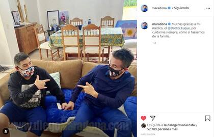 El agradecimiento público de Maradona al Dr. Luque en Instagram.