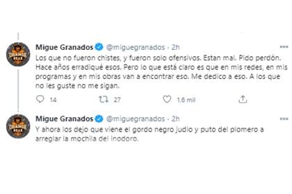 Migue Granados habló de sus tuits racistas y se defendió de las críticas