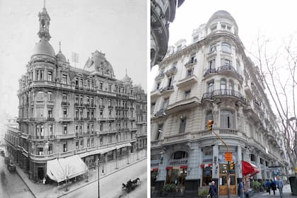 Las dos cariátides de la de la fachada del Hotel París siguen siendo un sello distintivo del edificio