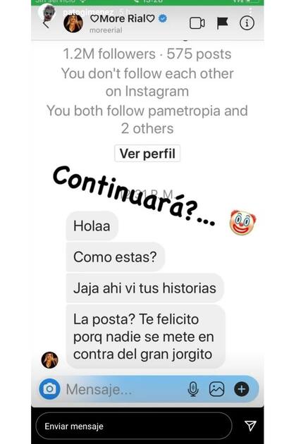 Peleada con su padre, Morena ó al hermano de Susana Giménez para expresarle su apoyo