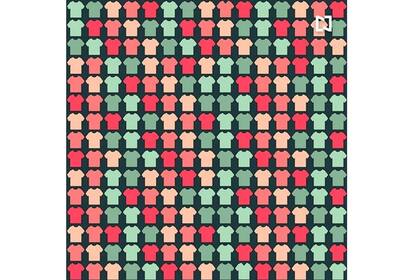 La imagen completa de remeras que invita a descubrir dónde están las 4 que tienen cuello en V