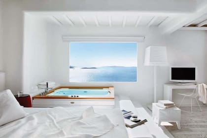 Una de las habitaciones del exclusivo hotel que eligieron para pasar sus primeras vacaciones "de a dos".