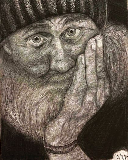 Su dibujo de un hombre anciano que realizó en un viaje a Avon, Colorado