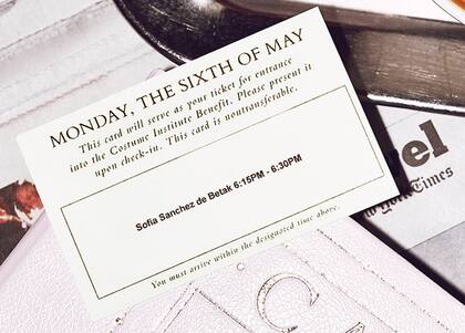 Como en las alfombras rojas de los grandes eventos, los invitados al Met también tienen un horario prefijado para llegar. Chufy debía estar allí entre las 6 y cuarto y las 6 y media de la tarde.