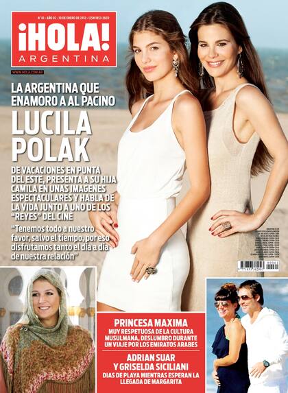 Hija de la actriz argentina Lucila Polak, quien estuvo de novia con Al Pacino durante casi una década, Camila y su madre protagonizaron la tapa del número 61 de ¡Hola!, publicado el 10 de enero de 2012. Fue en Punta del Este.