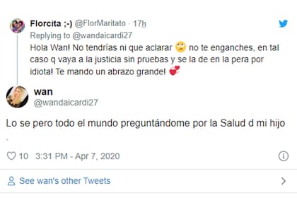 Wanda Nara le respondió a algunas usuarias de Twitter que la cuestionaron