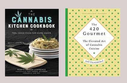 El libro de cocina del cannabis y El arte elevado de la cocina cannabis, ambos disponibles en Amazon