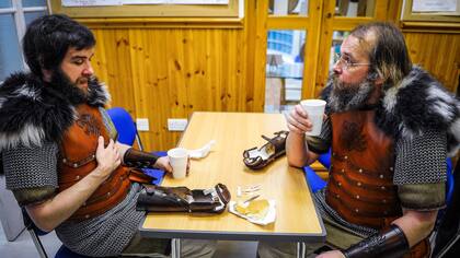 Tomando el desayuno antes de que comience el festival