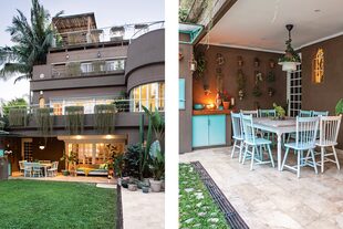 La casa tiene barandas al estilo náutico. El mirador playero es una intervención actual para aprovechar el río cercano.