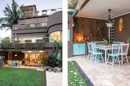 La casa tiene barandas al estilo náutico. El mirador playero es una intervención actual para aprovechar el río cercano.