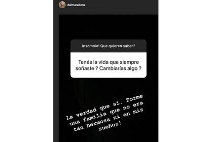 Las preguntas que contestó Dalma desde sus historias de Instagram