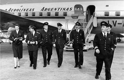 La tripulación de Aerolíneas Argentinas en 1955.
