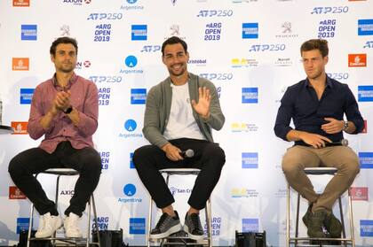 David Ferrer, Fabio Fognini y Diego Schwartzman en la presentación del ATP de Buenos Aires