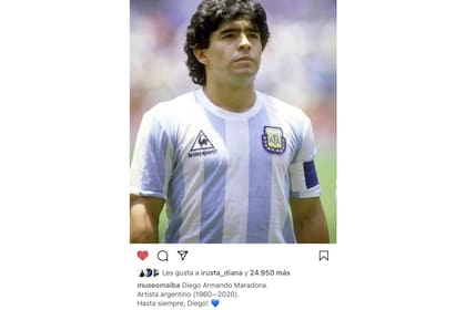 El posteo del Malba en Instagram, que presenta a Maradona como artista argentino