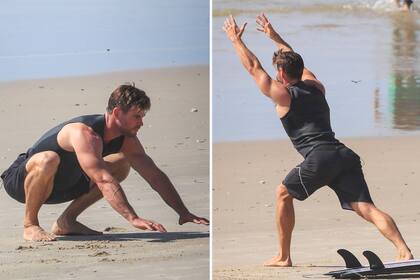 Chris y su particular entrenamiento antes de surfear