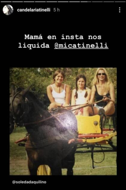 Cande Tinelli le hizo un divertido reclamo a su madre, Soledad Aquino, por una foto retro que publicó