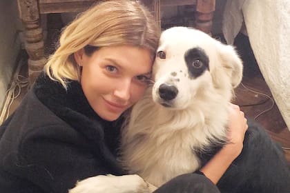 Su hija, la modelo Chloé Bello –que también trabaja contra el maltrato animal–, junto al Border Collie de su ex novio, Gustavo Cerati