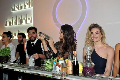 Acá, animándose a preparar unos drinks