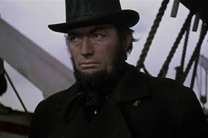 Gregory Peck como el capitán Ahab, dirigido por John Huston en Moby Dick (1956)