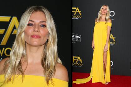 Chica dorada: Sienna Miller le hizo frente a las supersticiones y eligió el amarillo para la entrega de los Hollywood Film Awards