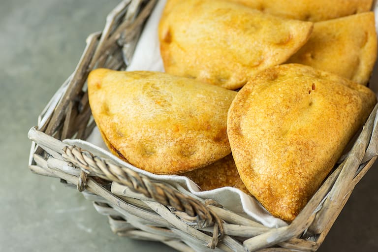Home,Baked,Empanadas,Turnover,Pies,With,Pisto,Vegetable,Cheese,Filling