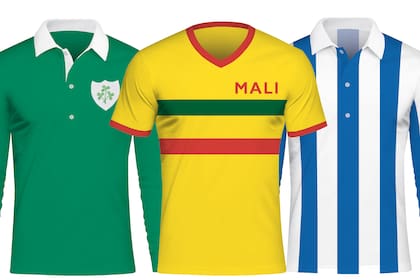 1450 casacas forman parte del Atlas Mundial de Camisetas. La verde pertenece a la selección del Estado libre Irlandés (1934), algunos países eligieron mostrarle al mundo su nombre bien visible, como lo hizo Mali, en 1970. En 1908, Argentina lució así. A pesar del paso del tiempo, nuestra camiseta es fácil de reconocer.
