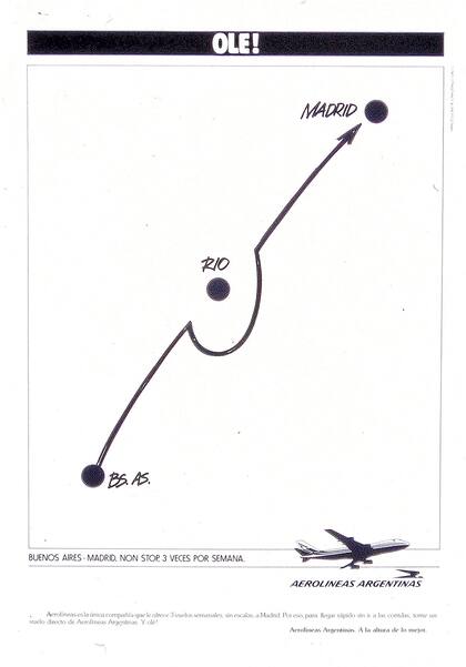 1989_Aerolíneas Argentinas. “Buenos Aires-Madrid. Non Stop. 3 veces por semana”
