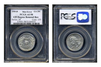 1999-D Georgia con reverso girado (Foto Heritage Auctions)