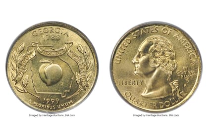 1999-P Georgia en plancheta experimental (Foto Heritage Auctions)