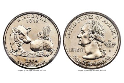 2004-D Wisconsin con una hoja adicional en posición baja (Foto Heritage Auctions)