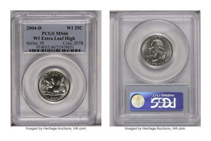 2004-D Wisconsin con una hoja extra en posición alta (Foto Heritage Auctions)
